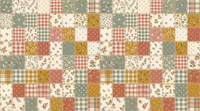 Vintage Patchwork Floral Seamless Pattern