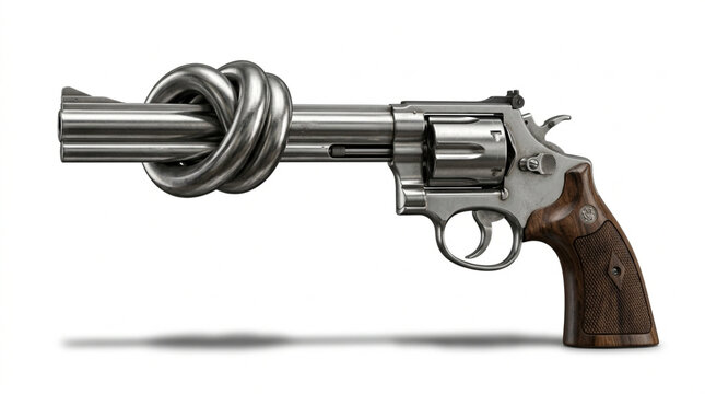 Isolated International Day of Non Violence Knotted Gun PNG Cutout