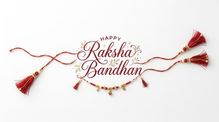 Fototapeta premium Minimalist raksha bandhan banner featuring delicate red thread rakhis with golden accents for seasonal social media post.
