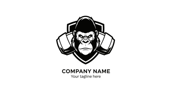 Gorilla Head Logo Mascot Shield Sport Gaming Esports Emblem