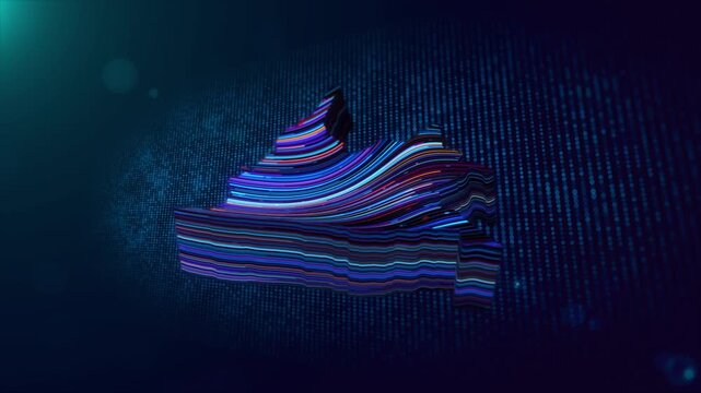 A dynamic Colombia map reveal emerges across a blue particle grid with flowing neon lines, dimensional depth, glowing effects, and synchronized Colombia text animation.