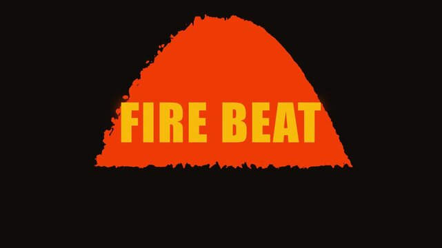 Fire beat animated text motion with glowing orange flame shape and dynamic pulsing effect for music and branding animation 4k