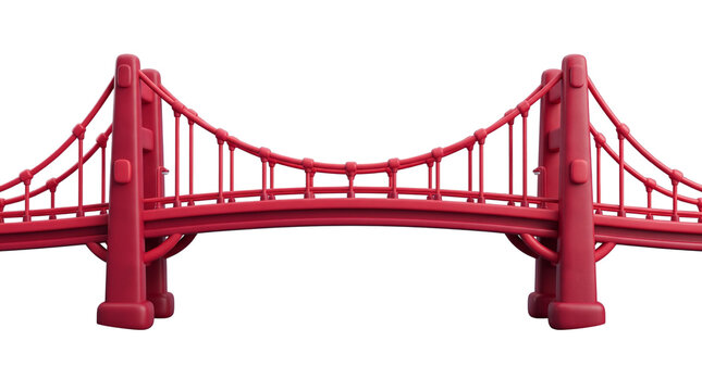 Red suspension bridge miniature 3d model render