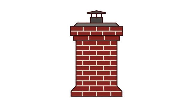 Brick chimney structure isolated white background