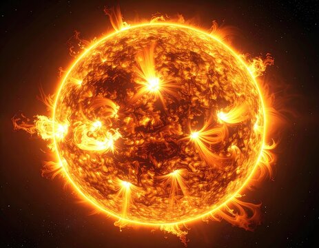 The Sun shines brightly in the vast expanse of space.