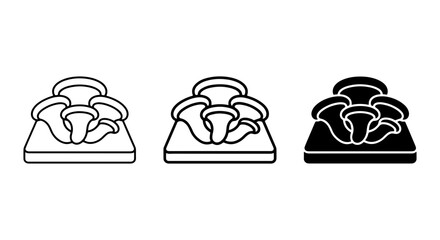 Fototapeta premium Mushroom Icons Set, Oyster Fungi Vector Graphics, Edible Fungi Illustrations, Culinary Ingredient Symbols