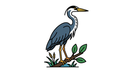 Obraz premium Bird standing on branch illustration