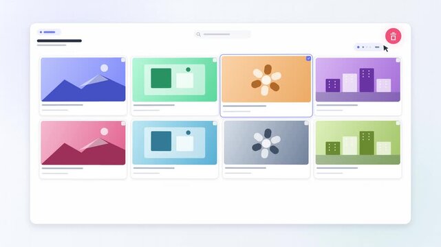 Digital asset management dashboard user interface with a delete icon