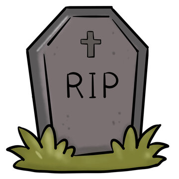 An illustration featuring a tombstone designed for Halloween decoration.