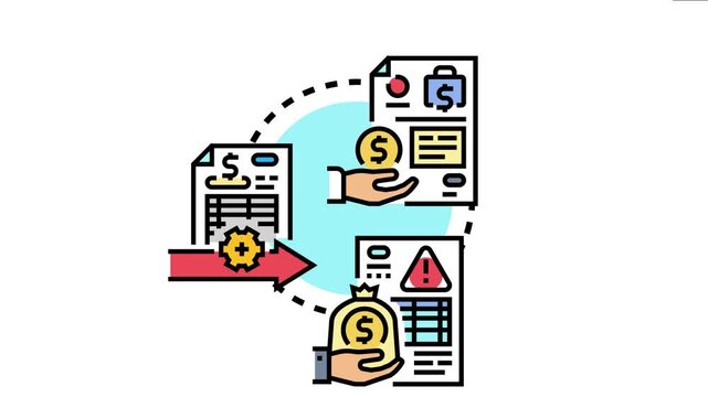 Accounts receivable invoice concept representing the payment management cycle, including issuing documents, processing incoming funds, and handling overdue payments or financial obligations