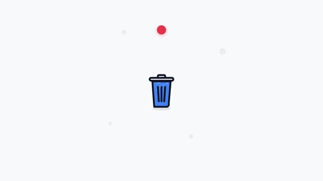 Minimalist blue and white delete icon on a gray background
