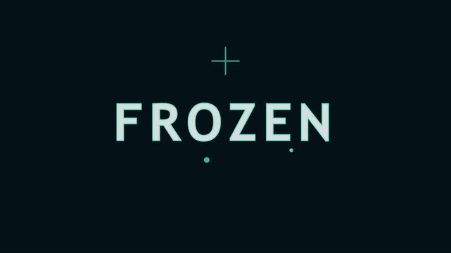 Frozen text animation with minimalist on dark 4k background, motion typography