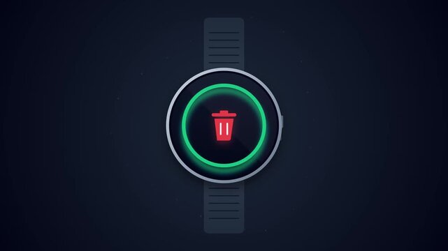High contrast red delete icon on a dark digital interface