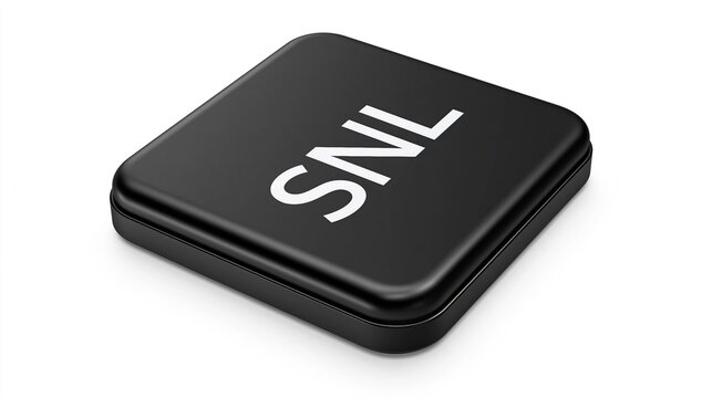 Black Square Button with SNL Text Isolated on White Background