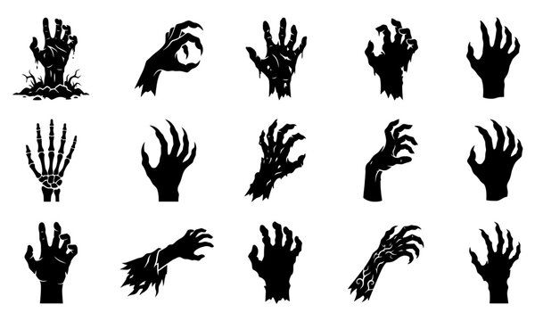 Black hand claw silhouettes in various poses