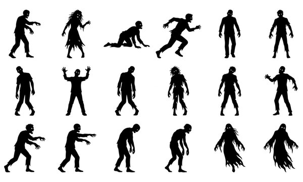 Zombie characters walking in various poses
