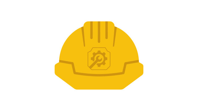 Yellow Construction Hard Hat With Wrench Gear Icon