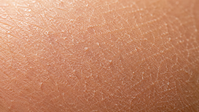 Close-up image of dry, cracked human skin showing fine lines and rough texture.