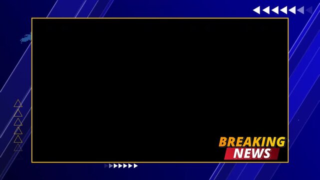blue breaking news broadcast video overlay frame with transparent alpha channel for social media story content creation