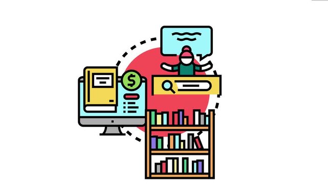 Library staff procuring new books and literature, using online search platforms with financial transactions to expand the institutional learning and resource collection, managing inventory