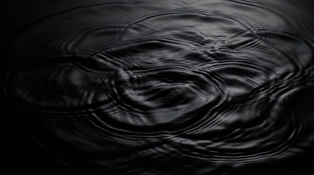 Dark water ripple wave liquid surface halloween background black reflection circle pattern wet abstract motion fluid nature design texture night