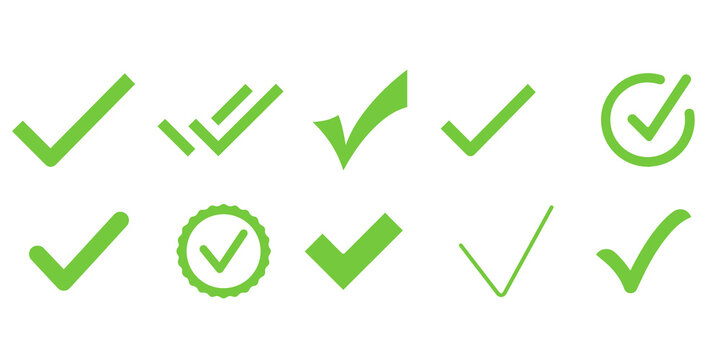 Large set of various check mark symbols for checklist and approval design with checkmark approval selection checklist collection background