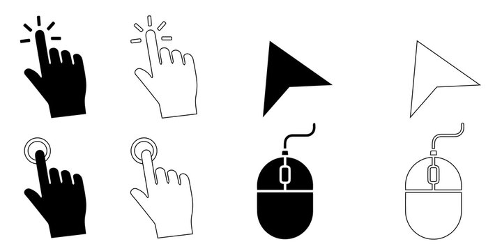 Mouse click cursor icon set, Cursor, click icons set. Click set vector. arrow and mouse forms, vector .