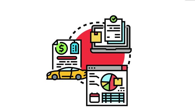 This visualizes the process of purchasing valuable long term assets and products through an online platform, involving financing, contractual agreements, and comprehensive data analysis