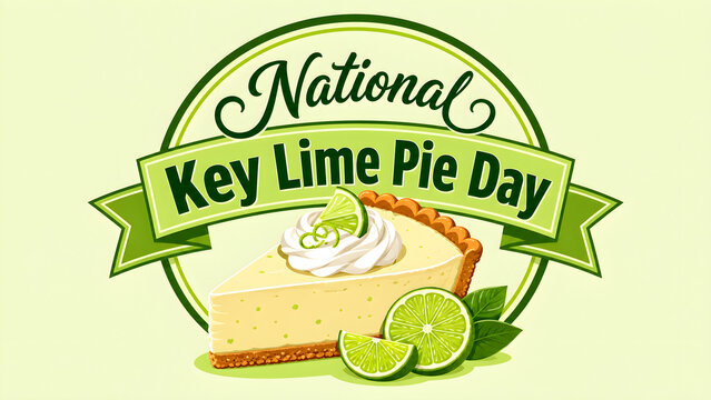 National Key Lime Pie Day celebration badge with a slice of lime pie illustration.