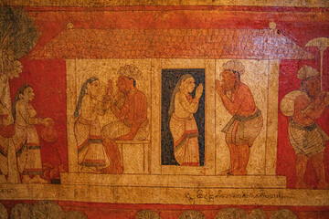 Ancient Kandyan Era Buddhist Murals Wall Paintings at Degaldoruwa Cave Temple Kandy , Sri Lanka © Chathura