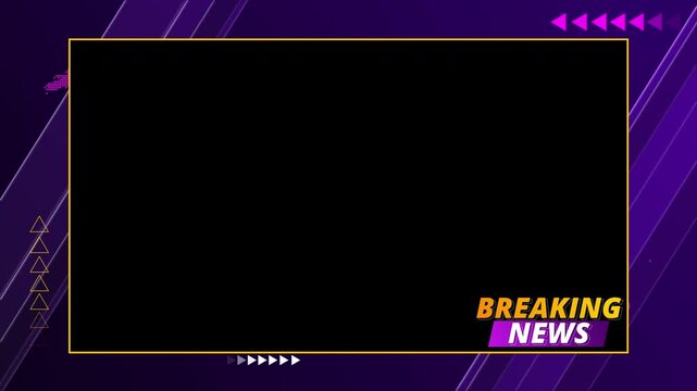 purple breaking news broadcast video overlay frame with transparent alpha channel for social media story content creation