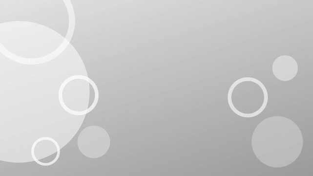 Abstract clean white and grey gradient background with floating transparent circle rings for modern corporate business or academic presentation