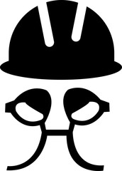 Work safety solid color icons set. Featuring Industrial signage, including a hard hat, face shield, fire extinguisher, and warning signs for the workplace environment vector ,Isolated on transparent b © Rizwat