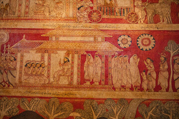 Ancient Kandyan Era Buddhist Murals Wall Paintings at Degaldoruwa Cave Temple Kandy , Sri Lanka © Chathura
