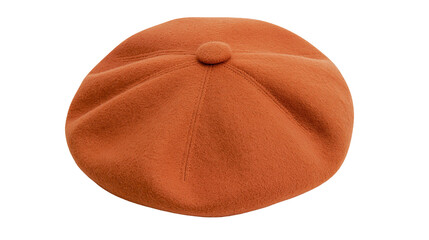 Orange fleece beret with top button, isolated on transparent background © Marta