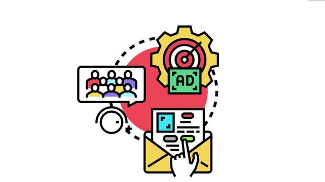 Ad engagement ratio icon online advertising, user interaction, target audience, and digital marketing efficiency