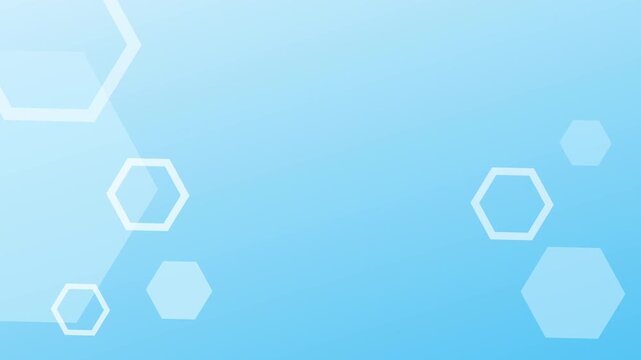 Abstract light blue gradient background with floating transparent hexagon shapes for modern medical science or futuristic technology presentation
