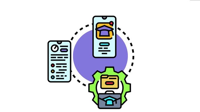 Adaptive learning management system interface creating customizable educational experiences and managing digital content for online education and skill development programs
