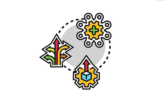 Vector outlining different elements that communicate ideas of adaptability. Configuration. Templating. And customization. various options. Development processes