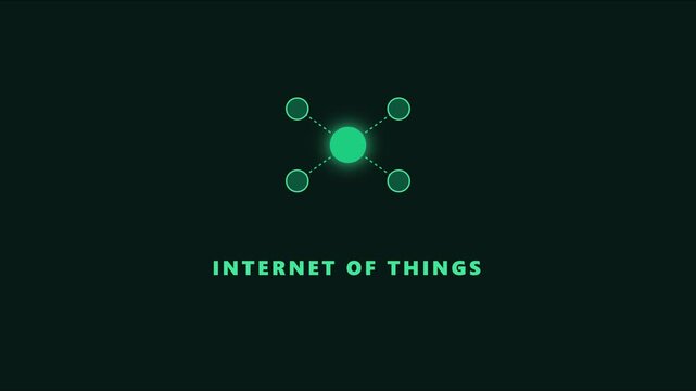 Internet of io t network connection concept with glowing digital nodes and data communication lines animation 4k