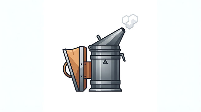 Cartoon bee smoker icon with smoke on white background with vector illustration bee
