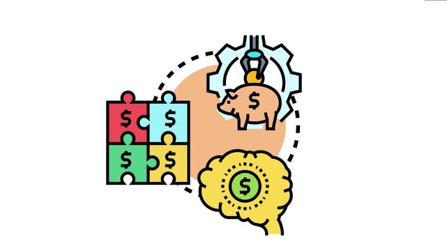Adaptive capital allocation illustrates strategic financial planning. Depicting a claw machine depositing a coin into a piggy bank. Puzzle pieces representing diverse assets