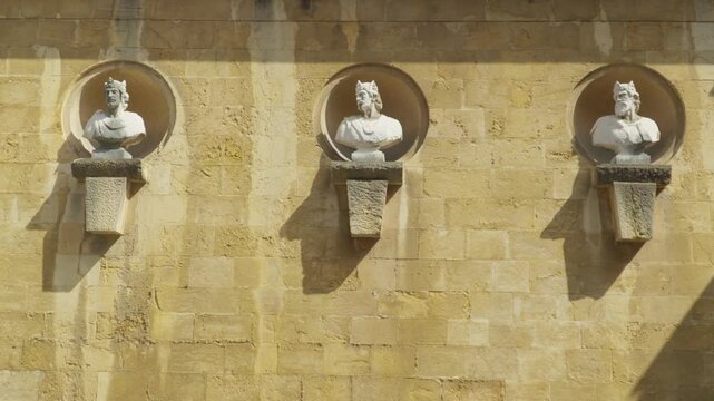 Stone Busts of Royal Kings in Round Niches at Reyes Caudillos Oviedo