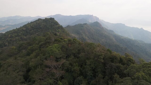 aerial view capturing the sweeping heights and green valleys of Phu Chi Fa and Phu Chi dao