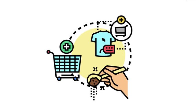 Hand holding a spoon over a concept diagram the process of adding new functions, features, or items to an e commerce platform and shopping cart