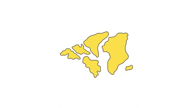 Canadian Arctic Archipelago and Greenland 2D cartoon clipart animation. Northernmost islands. Fictional map creation. Fragmented landmass animated flat element 4K video isolated on transparent