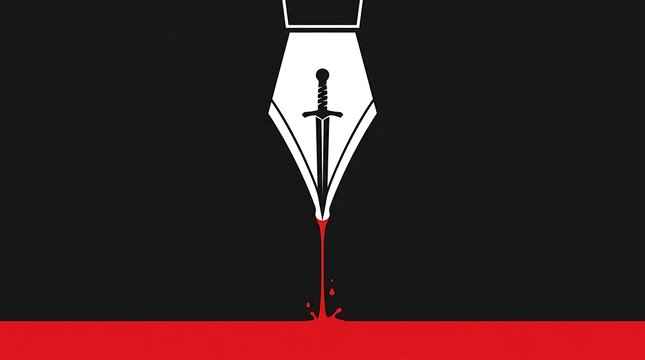Conceptual illustration of a pen nib shaped like a sword