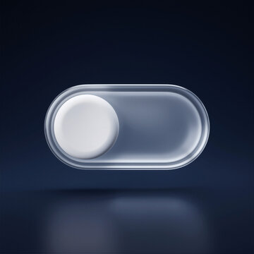 Glassmorphism Toggle Switch UI Element, Sleek Interface Design Tool, Crystal Clear 3D Toggle Button, Modern Digital Control Icon, Abstract Technology Concept