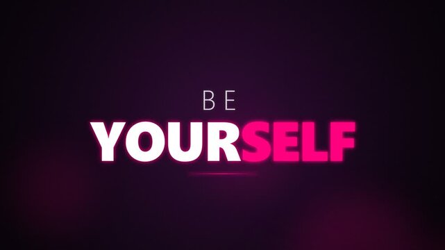 Neon glitch text animation featuring the phrase be yourself