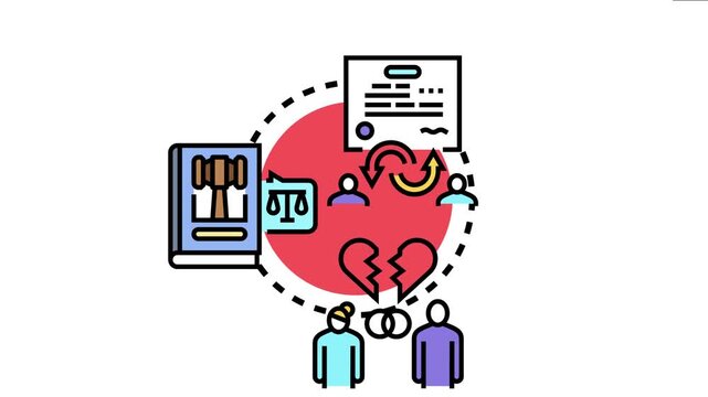 Legal standards and regulations guide the process of divorce, separation, and family arbitration, with legal documents, justice symbols, and individuals navigating dispute resolution